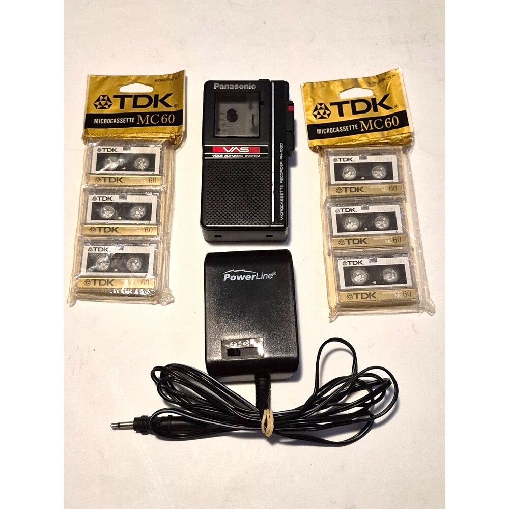 Panasonic VAS Microcassette Voice Recorder RN-106D Working Blank Tapes & Power